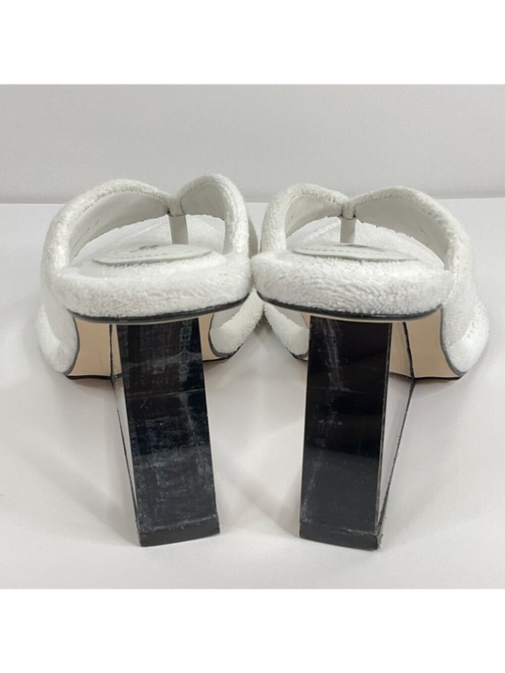 Good American Heels Womens Sz 8 White Terry Cloth Cinder F*cking Rella $260 Nwb - Picture 6 of 16